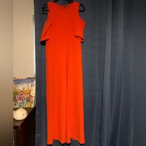 Red-Orange Flared Jumpsuit